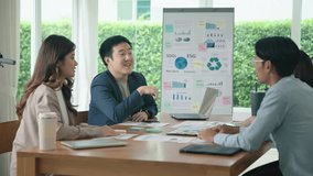 Happy workplace diverse team group young adult gen Z asia people man woman candid work at office class enjoy talk laugh relax idea advice in go green eco friendly future growth worker mental health. - Powered by Shutterstock - Get 15% off with code: PIKWIZARD15