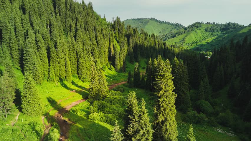 Aerial Mountains landscape in Kazakhstan