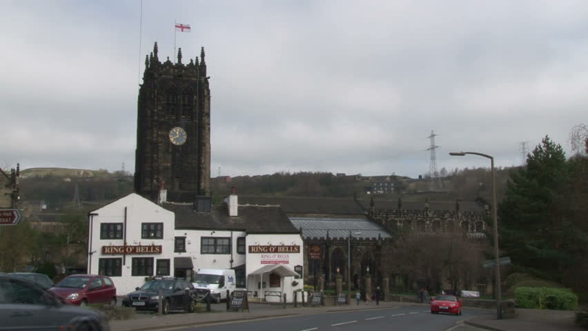 The gothic architecture of Halifax Minster in the diocese of Wakefield.