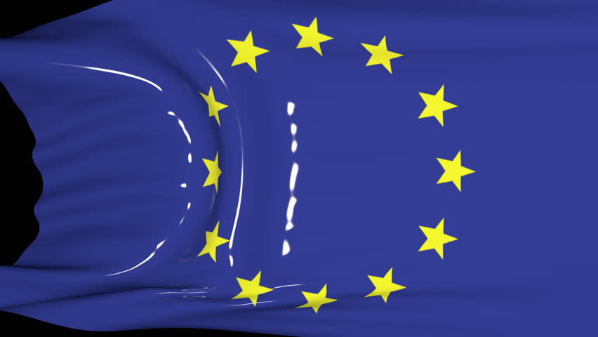 European Union Curtain Flag Transition Animation on Alpha Channel, Loop
