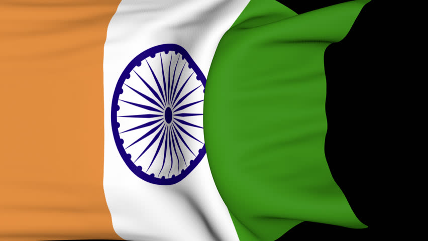 India Curtain Flag Transition Animation on Alpha Channel, Loop
