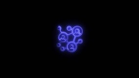 glowing neon networking icon animation black background. 4K Video motion graphic animation. - Powered by Shutterstock - Get 15% off with code: PIKWIZARD15