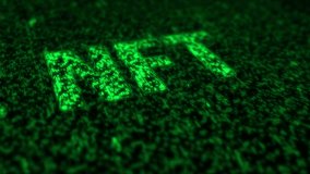 Non-fungible token business symbol matrix style. Abstract icon on green digital rain background animation. - Powered by Shutterstock - Get 15% off with code: PIKWIZARD15