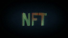 Non-fungible token business symbol with glitch noise effect. Abstract icon error screen retro style looped and seamless animation. - Powered by Shutterstock - Get 15% off with code: PIKWIZARD15