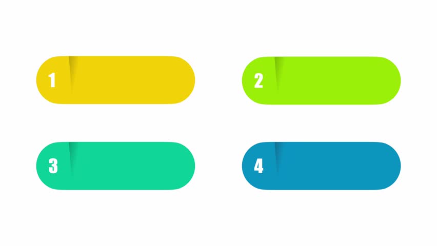 animated video of 4 and 6 steps  business infographics multicolor  rectangle shape  for workflow, presentation, 4k animation