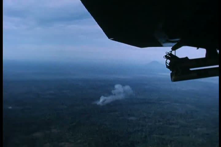 1970s - Aerial of bombing strikes during Vietnam War.