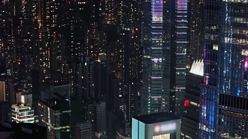 Vibrant Nighttime Skyline Revealing Hong Kong