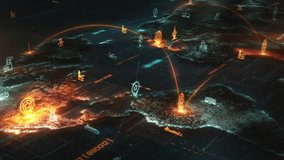 Futuristic visualization of global logistics network connecting world map with digital transportation icons, representing international trade and supply chain management - Powered by Shutterstock - Get 15% off with code: PIKWIZARD15