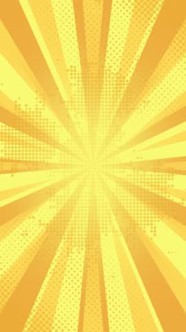 Vibrant yellow sunburst pattern with halftone dots creates a dynamic and energetic visual effect, perfect for backgrounds and graphic designs