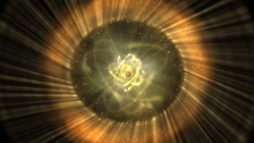 Vibrant Cosmic Ring Burst With Golden Light Abstract Energy Sphere. Abstract stock footage of a radiant golden ring burst and radiant light rays. Ideal for sci‑fi visuals and energy themes - Powered by Shutterstock - Get 15% off with code: PIKWIZARD15