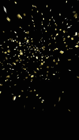 Glowing Confetti Alpha Pack. 3D rendering. A four-pack of confetti clips with a gentle glow on a transparent background, ready for overlay.