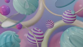 Abstract 3D Pastel spheres and rings float in a dreamy abstract scene. 4K seamless abstract 3D loop video. - Powered by Shutterstock - Get 15% off with code: PIKWIZARD15