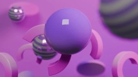 Abstract 3D Purple spheres and pink shapes floating. 4K seamless abstract 3D loop video. - Powered by Shutterstock - Get 15% off with code: PIKWIZARD15