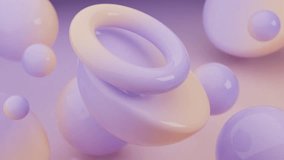 Abstract 3D Pastel purple and peach spheres and torus shapes. 4K seamless abstract 3D loop video. - Powered by Shutterstock - Get 15% off with code: PIKWIZARD15