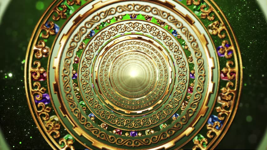 Kazakh ornaments. A digital artwork flaunting a jaw-droppingly detailed, green circular mandala with layers of intricate patterns and gemstones. - Powered by Shutterstock - Get 15% off with code: PIKWIZARD15