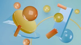 Abstract 3D Pastel spheres cylinders and shapes float on a blue background. 4K seamless abstract 3D loop video. - Powered by Shutterstock - Get 15% off with code: PIKWIZARD15