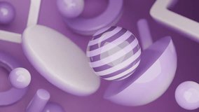 Abstract 3D Purple spheres cylinders and other shapes float on a background. 4K seamless abstract 3D loop video. - Powered by Shutterstock - Get 15% off with code: PIKWIZARD15