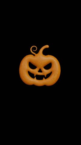 Pack of 8 seamless 3D loop animations of a Halloween 
pumpkin (jack-o’-lantern) in HD vertical format plus one horizontal