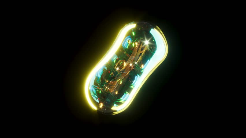Micro mitochondria cell biology structure on black bg able to loop endless 4k. 3D Illustration