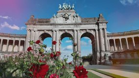Artistic shot of Cinquantenaire Arch with flowers and creative light leaks - Powered by Shutterstock - Get 15% off with code: PIKWIZARD15