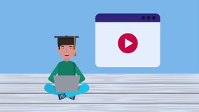 E-learning concept showing a modern digital education platform, enabling students and professionals to study anytime, anywhere. Highlights online courses, interactive learning, virtual classrooms, remote education, and flexible knowledge access. - Powered by Shutterstock - Get 15% off with code: PIKWIZARD15
