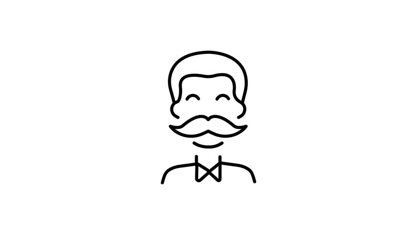 Linear animated icon representing a moustache