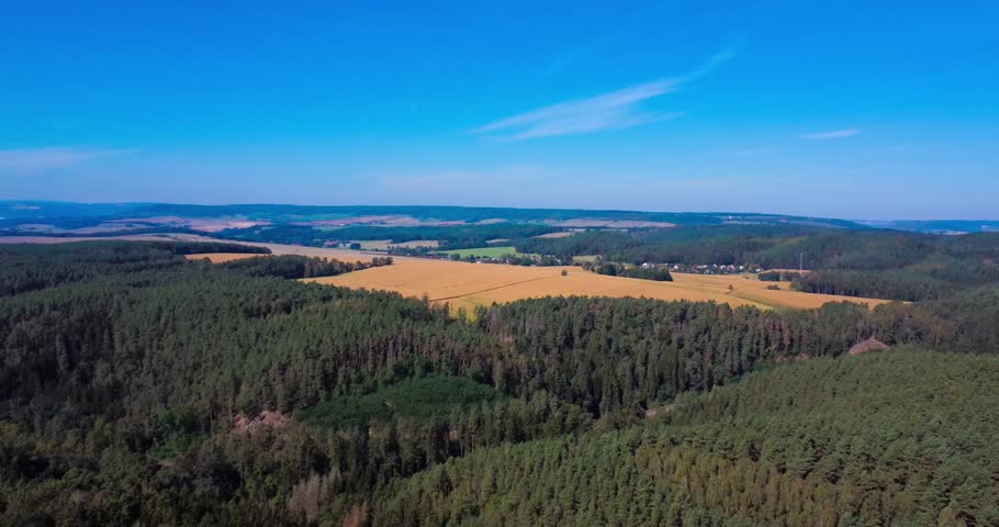 Jena, Germany - September 22, 2024 - Aerial view of town and rural landscape