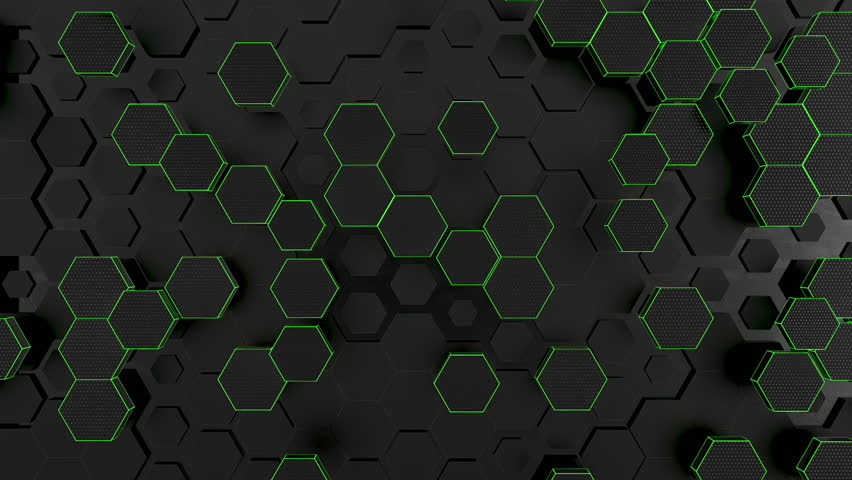 3D Loop animated Hexagon. Futuristic animation for titles or logo. Seamless background colorful lines. 3D Illustration