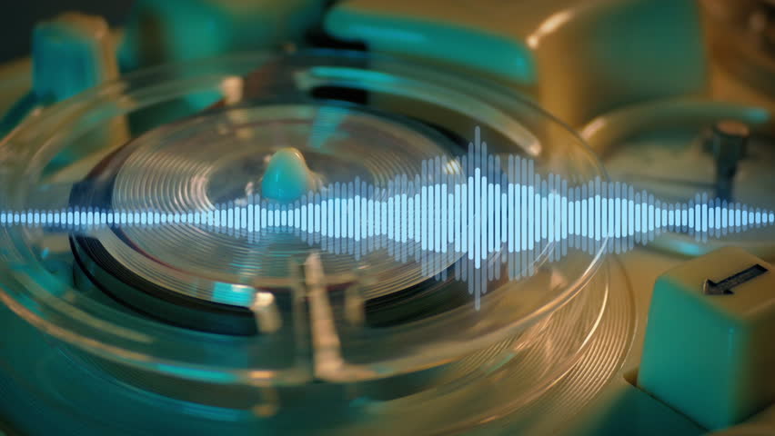 Audio Recording Plays On Vintage Machine With Waveform