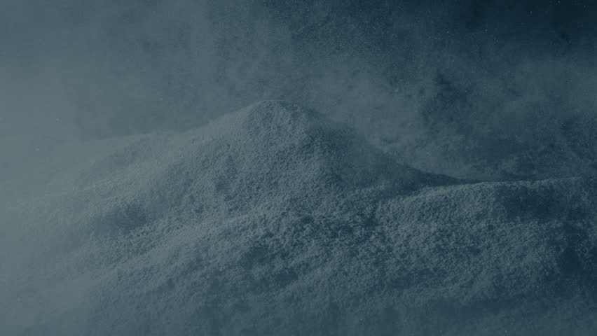 Pile Of Grey Powder In Dusty Factory