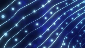 Abstract glowing blue grid with light nodes flowing in wave-like formation - Powered by Shutterstock - Get 15% off with code: PIKWIZARD15