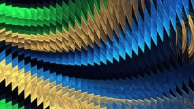 Hypnotic abstract video background with moving green, blue and gold stripes. Perfect for presentations, loops, or visual effects. Seamless loop. - Powered by Shutterstock - Get 15% off with code: PIKWIZARD15