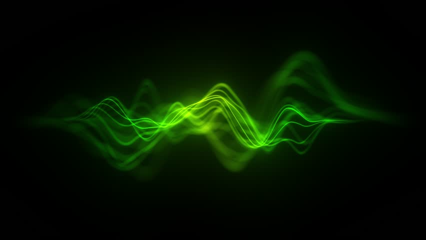 Green Sound Waves Frequency. Audio Waveform Graph LED Neon Futuristic in Seamless Loop. Audio Visualizer, Sound Analyzer Screen. Music Wave, Audio Space Light. Equalizer HUD Eco. 4K 60FPS