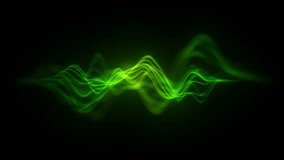 Green Sound Waves Frequency. Audio Waveform Graph LED Neon Futuristic in Seamless Loop. Audio Visualizer, Sound Analyzer Screen. Music Wave, Audio Space Light. Equalizer HUD Eco. 4K 60FPS - Powered by Shutterstock - Get 15% off with code: PIKWIZARD15