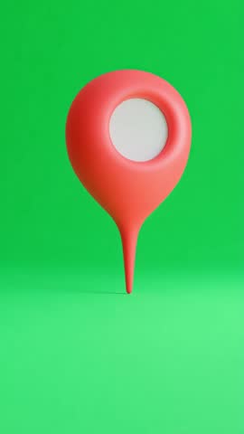 Bouncing Location Pin Animation on Green Screen – Smooth Looping Drop and Bounce Motion