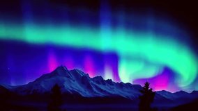 Stunning time-lapse video of the Northern Lights (Aurora Borealis) dancing above snow-covered mountains and a calm lake. Vibrant green, blue, and purple lights illuminate the night sky, creating a mag - Powered by Shutterstock - Get 15% off with code: PIKWIZARD15