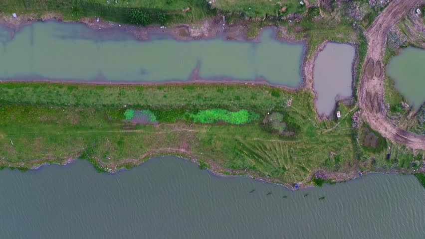 Aerial View of Lake and Ponds Landscape