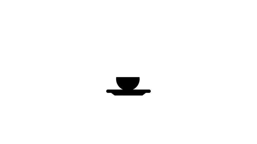 Tea cup. Hot drink coffee. 4K Video motion graphic animation.Coffee cup icon. Hot drink coffee animation video.