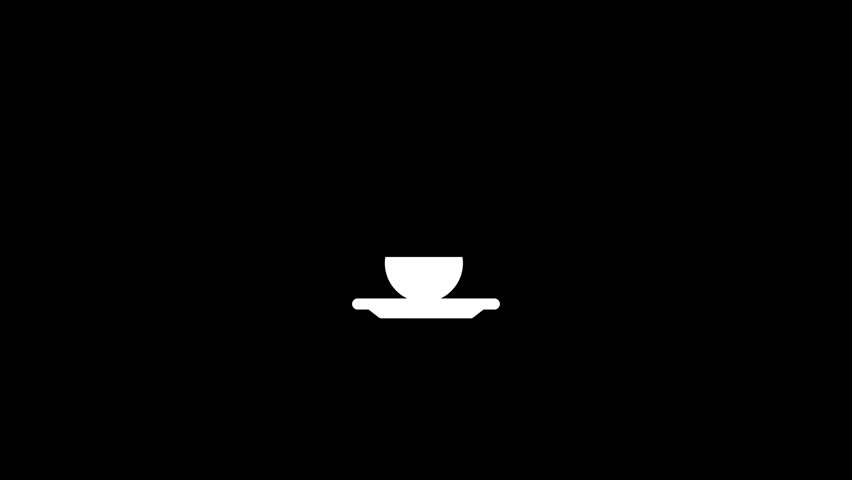 Tea cup. Hot drink coffee. 4K Video motion graphic animation.Coffee cup icon. Hot drink coffee animation video.