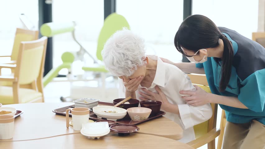 Elderly people choking on food