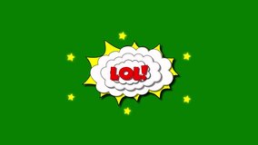 Lol! Comic text animation in dynamic, colorful, retro pop art design with twinkle effect, animated cartoon smoke, shiny fireworks display, and bold pop art effect on a green screen background. - Powered by Shutterstock - Get 15% off with code: PIKWIZARD15