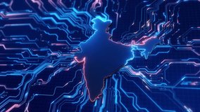 Futuristic 3D 4K Digital India indian Map World Map geometric Animation cyber technology Hud digital glitch, Cyber hacker business slideshows presentation, financial economic grid wireframe territory - Powered by Shutterstock - Get 15% off with code: PIKWIZARD15