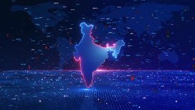 Futuristic India Map Cyber Data Security Visualization Glowing blue India map highlighted neon border futuristic data background cyber protection digital finance innovation global network technology - Powered by Shutterstock - Get 15% off with code: PIKWIZARD15