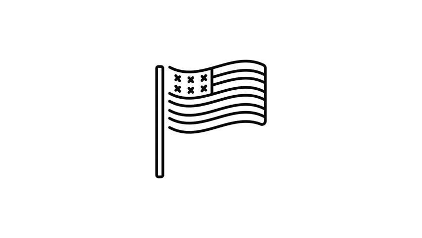 A linear style animated icon representing american ensign