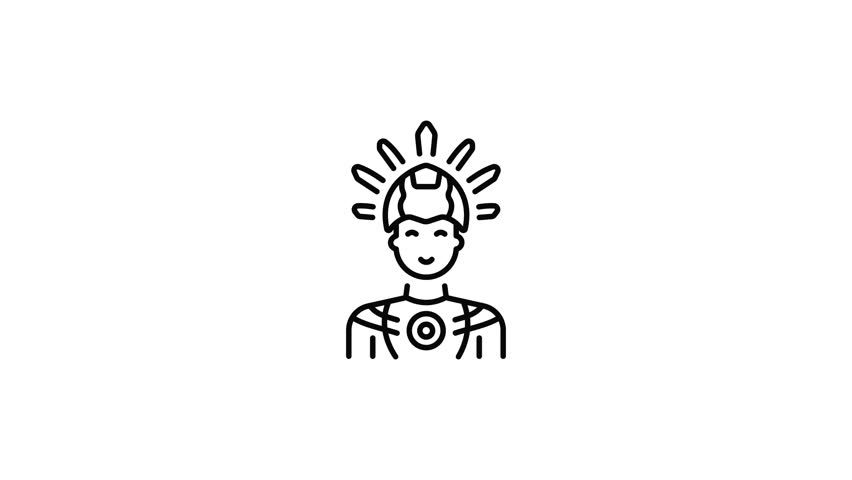 A line style animated icon showing native man