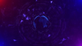 Futuristic Digital Earth Data Visualization Futuristic Tech digital rings, abstract polygons conveying futuristic global data networks for tech business intros, cybersecurity , innovation themes. 3D - Powered by Shutterstock - Get 15% off with code: PIKWIZARD15