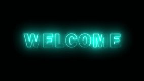 Neon Welcome Text Animation — Glowing Blue Light Text on Black Background - Powered by Shutterstock - Get 15% off with code: PIKWIZARD15