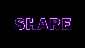 Animated Neon Share Text Animation – Glowing Neon Letters on Black Background - Powered by Shutterstock - Get 15% off with code: PIKWIZARD15
