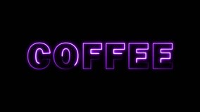 Neon Coffee Text Animation – Glowing Purple Light Text on Black Background - Powered by Shutterstock - Get 15% off with code: PIKWIZARD15