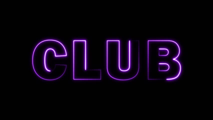 Neon Glowing Club Text Animation – Purple Light Typography for Nightclub, Party, DJ, and Entertainment Videos